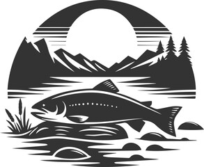 Vector salmon fish silhouette