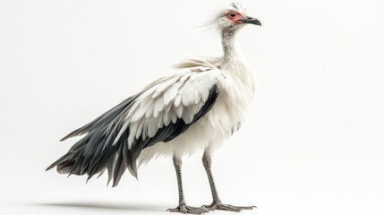 Fototapeta premium White bird studio shot, fluffy feathers, elegant pose, plain background, zoological use