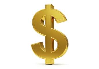 Three Dimensional Golden Dollar Sign Symbol Isolated on White Background