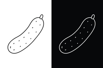 Black and White Cucumber line Icon. Simple Flat Vegetable Vector Art