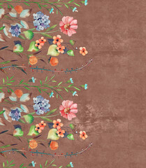 border flower design with high quality for fabrice printing