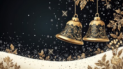 Elegant gold bells and wintery design