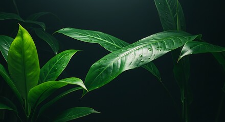 Lush green leaves foliage background plant growth nature flora botanical freshness vibrant greenery 97