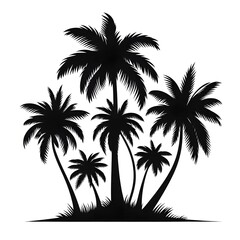 Naklejka premium Six coconut trees together on land shillhoutte, Island Vibes and Summer Dreams
