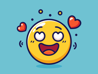 emoji face doodle icons   happy  sad  love  shock 