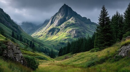 Obraz premium Majestic highland landscape with clouds above mountain peak scotland nature photography dramatic view