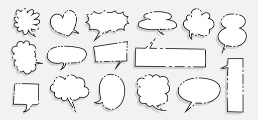Fototapeta premium Speech bubble in Hand-drawn style set, Chatting box, Message box, Talk bubble design element, vector illustration 