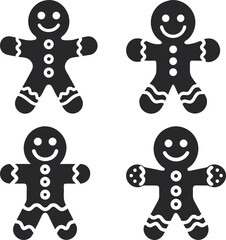 Fun cartoon gingerbread man and woman characters with boy and girl for Christmas holiday costume party illustration