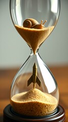 Time's Contrast: Snail and Rocket in Flowing Hourglass
Concept: Speed, time passage, contrast,Allegories, metaphors.