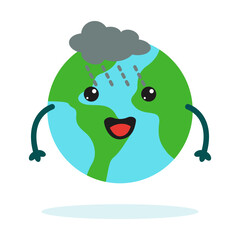 Planet Earth sticker mascot character with cute expression for Environment, ecology and climate themes