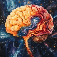 Obraz premium Cosmic brain, interconnected with universe