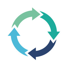 Four color arrows circular diagram representing business process cycle for presentation