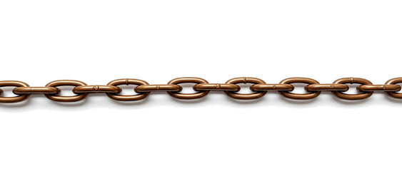 Obraz premium Detailed close up shot of a shiny bronze chain against a clean white background