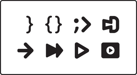 Collection of simple icons and symbols for web design and interface elements