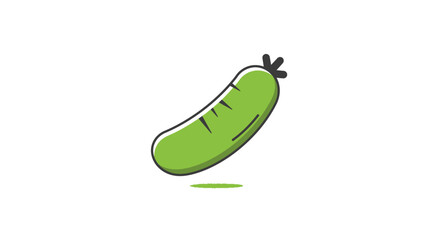 Stylized Green Bean Illustration with Shadow