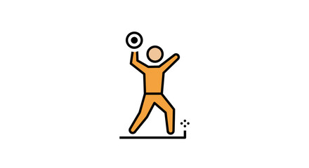 Stylized Orange and Black Figure Standing on a Horizontal Line