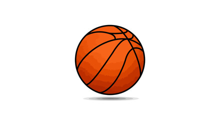 Cartoon Basketball Orange Sphere with Black Lines and Subtle Shadow