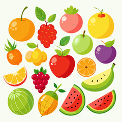 fruit icon set vector template, Natural Food Kit EPS Vector (Made in AI and then vectorized in Illustrator)