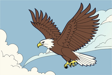 103 an eagle, high quality, detailed, cartoon-style, colorful, dynamic, sharp focus, 3D, lifelike, digital art