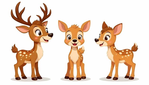 Drawing deer. Cartoon Deer Trio