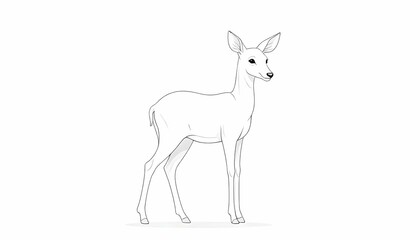 Doe Line Art Drawing, drawing deer 