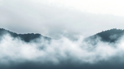 Obraz premium Misty mountain range landscape in soft tones.