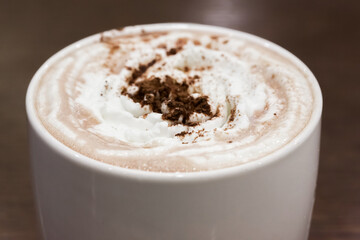 Cup of coffee with whipped cream