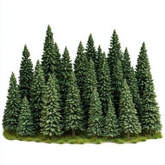 Obraz premium Group of evergreen trees isolated on a white background