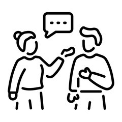 A linear style icon of persons doing communication
