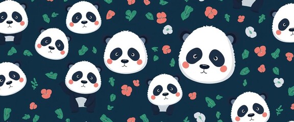 Adorable cartoon pandas and polar bears in a seamless vector pattern, perfect for textile prints or wallpaper, tile, wildlife
