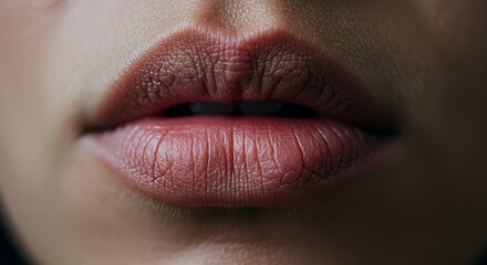Obraz premium Close-up of a Woman's Lips: A Study in Texture and Color
