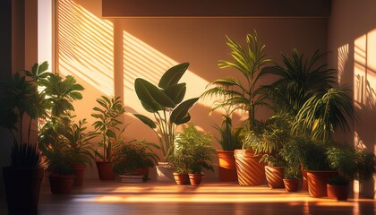 Firefly 温かみのある間接照明と観葉植物の部屋 1353