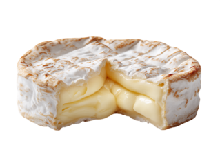 Creamy Soft Cheese with White Rind on Transparent Background, PNG