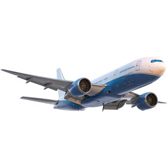 Modern Passenger Airplane in Flight on Transparent Background
