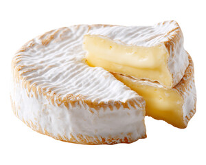 Creamy White Cheese Wheel with Pale Yellow Interior on Transparent Background, PNG