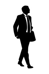 Silhouette of businessperson walking with bag