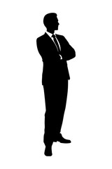 Silhouette of businessperson standing confidently with arms crossed