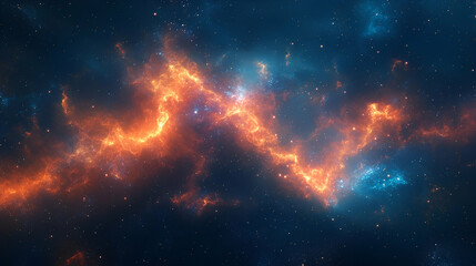 Fototapeta premium Cosmic nebulae display of fiery orange and icy blue.
