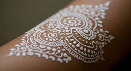 Fototapeta premium Close-up of Intricate White Henna Tattoo on Skin