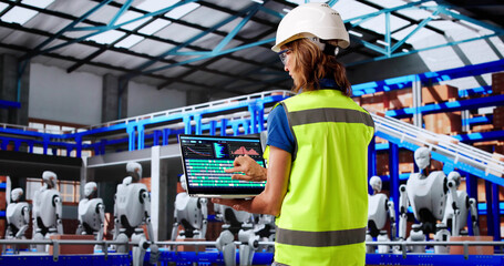 Innovative Woman Leading Futuristic AI Robot Development