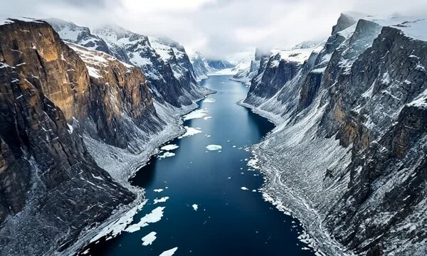 Arctic Fjord: A Glacial River's Serene Majesty