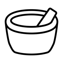 Mortar and Pestle Vector Line Icon Design