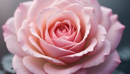 A stunning macro shot reveals the exquisite details of a pale pink rose in full bloom.