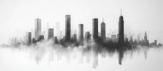Naklejka premium City Skyline in Mist