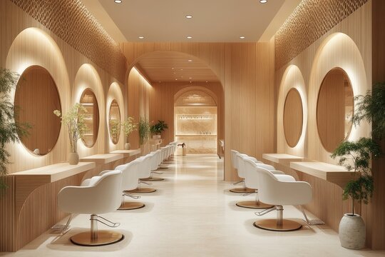Modern, minimalist salon interior design concept.