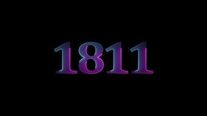 1811 neon line text. Abstract 1811 neon text animation ,For neon color Glowing neon number text background 4k video animation . 1811 title metal text on black alpha channel background.