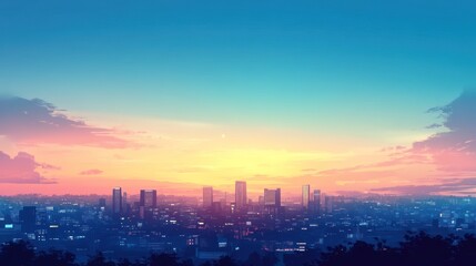 Cityscape Sunset Panorama