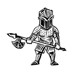 A sketchy style icon of an armoured fantasy warrior