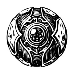 A glyph style icon depicting a charged power orb