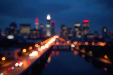Abstract blurred city skyline at night, perfect for website backgrounds or presentations , element, abstract